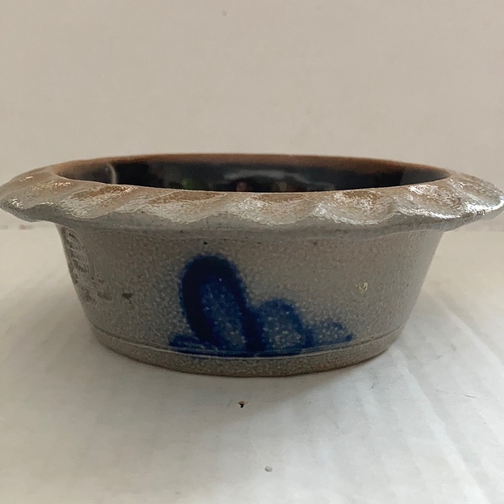 Rowe Pottery Works apple baker pottery bowl cobalt